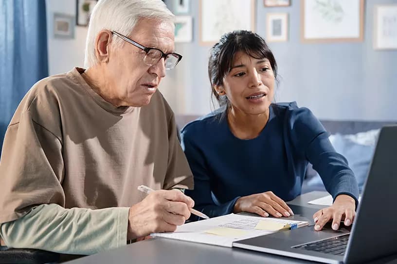 IHSS caregiver helping patient with Visual Impairment & Blindness in Lancaster